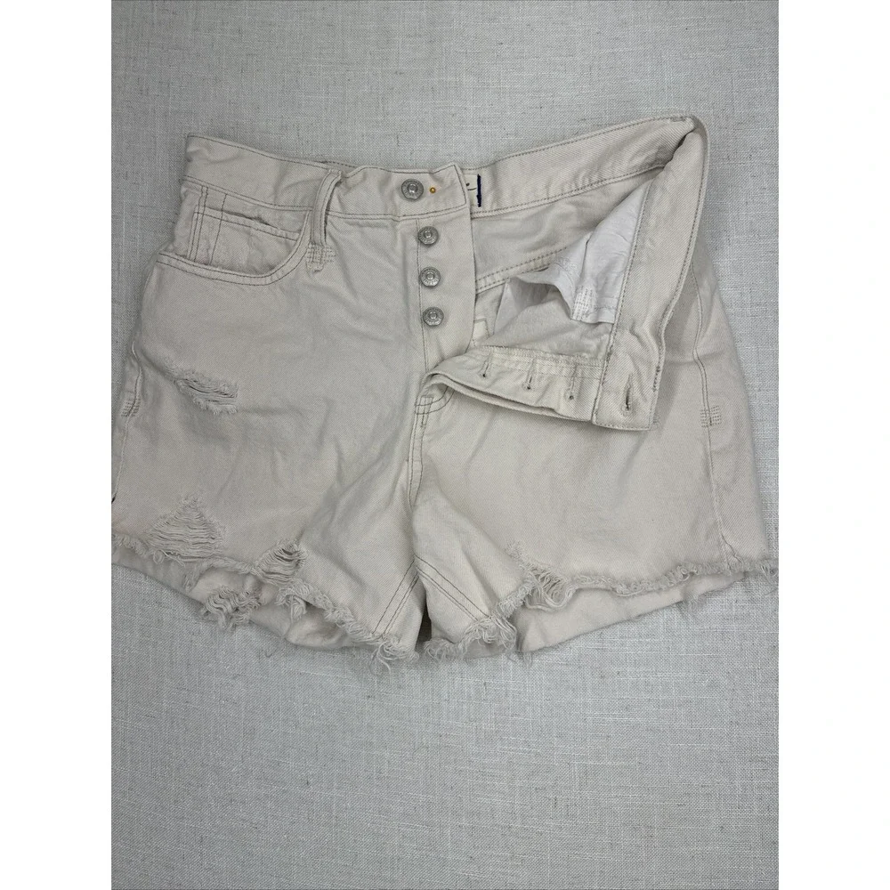 We The Free Women's 26 Button Fly Shorts, Off-White,‎ Distressed, Free People